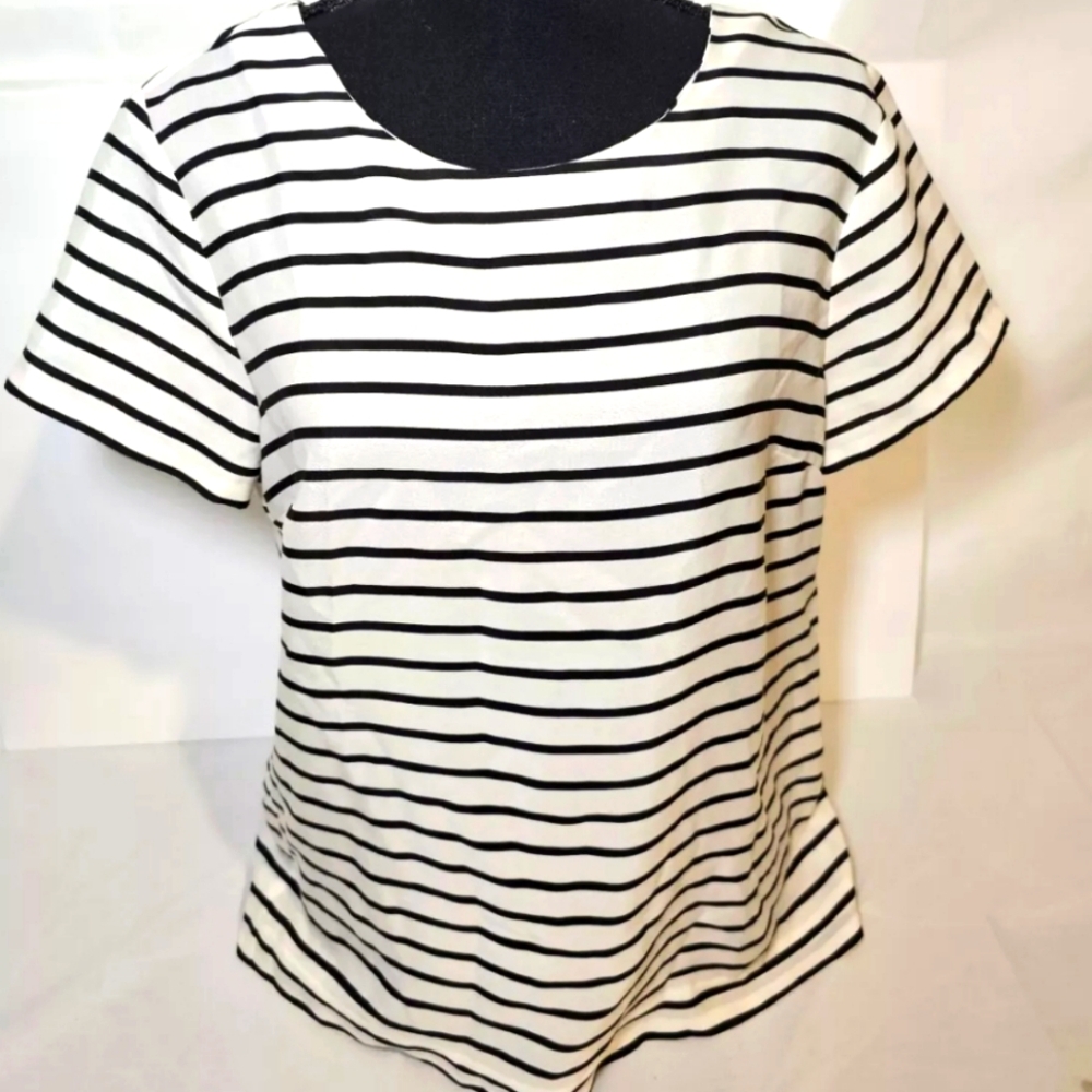 J. Crew Striped short sleeve scoop neck pullover top Blouse Size Small
